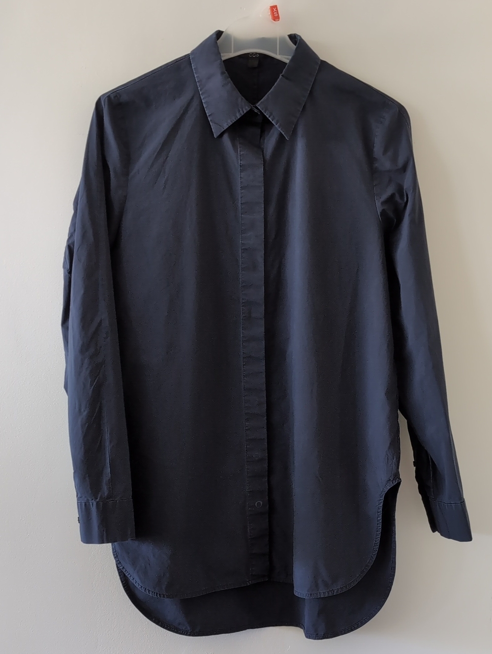 COS Navy Blue Long Sleeve Cotton Shirt Size 8